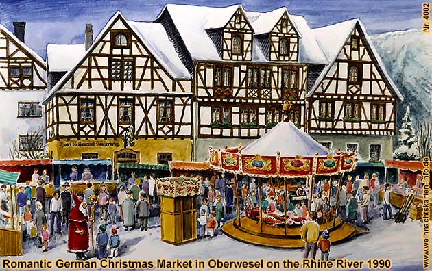 Romantic German Christmas Market in Oberwesel on the Rhine River in the year 1990